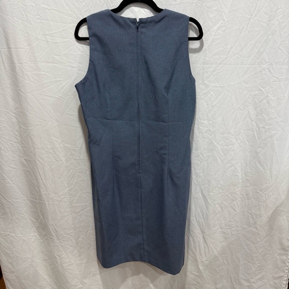 Vintage Blue Sleeveless Sheath Dress 16 Made in USA Workwear Classic Minimalist - Picture 5 of 8